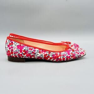 J Crew Shoes Women 6.5 Multicolor Floral Leather Ballet Flats Bow Slip On Casual